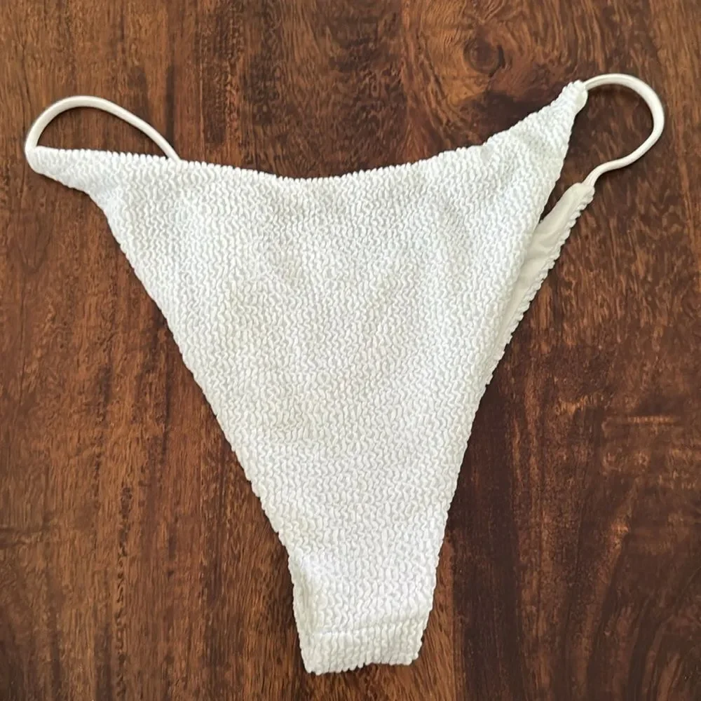 NEW Free People Crinkle It's Cool Now String Bikini Bottoms WHITE LARGE